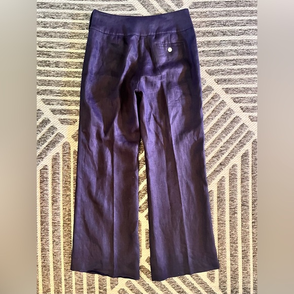 LAUREN Ralph Lauren Sz 4 Nautical Navy Blue Linen Wide Leg Lined Pants Orig$200 - Picture 8 of 8